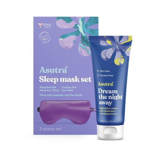 [BRSROCYEBYAQKET3] ASUTRA Dream Sleep Bundle - Purple Silk Eye Pillow Box Set and Dream The Night Away Lotion with Magnesium and Melatonin