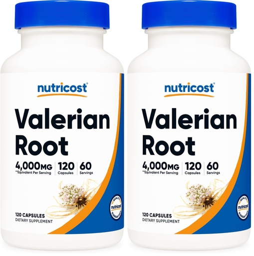 [BRSREAD6B4NA2YD3] Nutricost Valerian Root Capsules 120 Capsules for 60 Servings - Vegetarian Caps, Gluten Free, Non-GMO (Pack of 2)