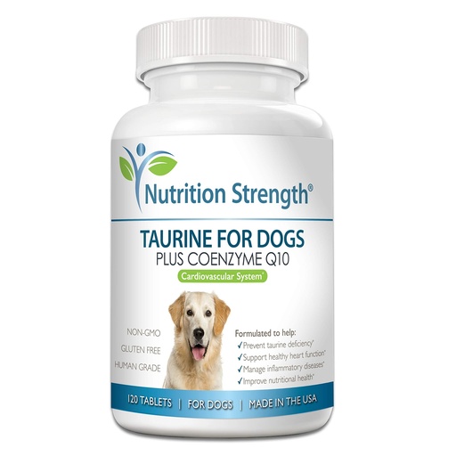 [BRSWGHYFCABQG2TZ] Taurine for Dogs, Support for a Healthy Heart Function, Resist Inflammatory Diseases, with Coenzyme Q10 to Help Manage Heart Failure and DCM in Dogs, 120 Chewable Tablets