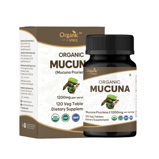 [BRSRAEI2OIBWAF36] ORGANIC SPREE Mucuna Tablets - USDA Organic Mucuna Supplement, Supports Energy, Stamina & Overall Wellness*, 120 Tablets