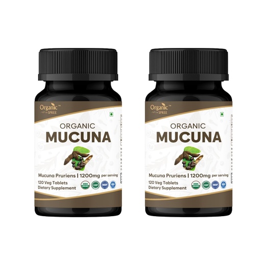 [BRSRAAQPC54AIFLB] ORGANIC SPREE Mucuna Tablets - USDA Organic Mucuna Supplement, Supports Energy, Stamina & Overall Wellness*, 120 Tablets - Pack of 2