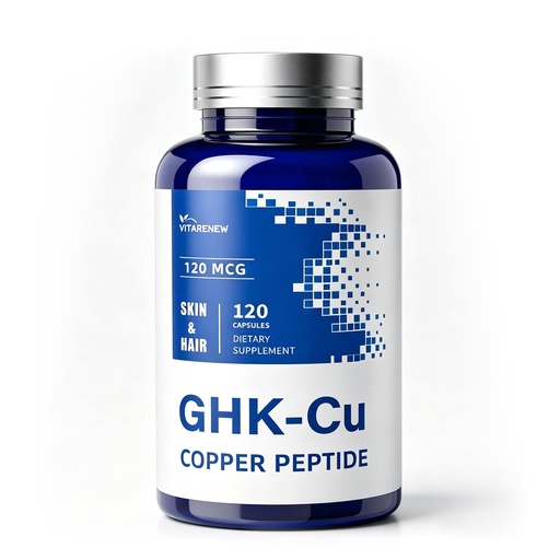 [BRSRGCQCB4MWY2A3] GHK-Cu Copper Peptide Supplement - 120mcg with Hyaluronic Acid 50mg & Biotin 200mcg - Supports Collagen, Skin Elasticity & Hair Health - Vegan, Gluten-Free - 120 Capsules