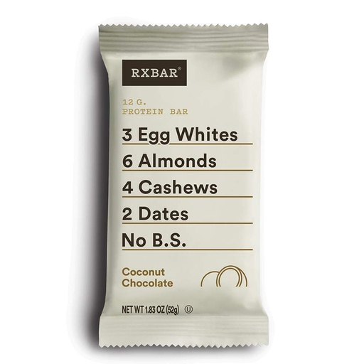 [BRSWKFLYBEGBAHQ5] RXBAR, Coconut Chocolate, Protein Bar, 1.83 Ounce (Pack of 12), High Protein Snack