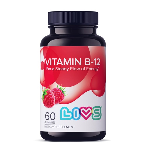 [BRSWYADRCR7ROALJ] LIVS Vitamin B12 Gummies for Adults & Kids | Vegan Methylcobalamin B12 Supplement | Energy, Metabolism & Nerve Support | Raspberry Flavor | Non-GMO, Gluten-Free, Pectin-Based | 60 Count