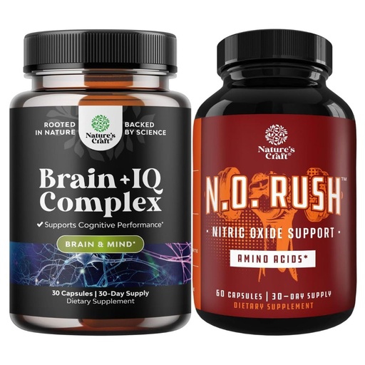 [BRSRMAACDMGR6FDA] Bundle of Nootropic Memory Supplement and Energizing Nitric Oxide Supplement for Men - for Brain Boost and Natural Energy Booster - for Intense Muscle Growth Performance Endurance and Recovery