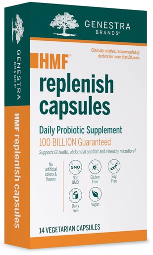 [BRSWI2YICQDAKEQZ] Seroyal Genestra Brands HMF Replenish Capsules | Five Strains of Probiotics to Promote GI Health | 14 Capsules