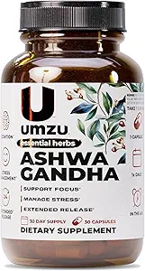 [BRSROFD4CQCQO33H] UMZU Ashwagandha Advanced Stress & Cortisol Support Supplement, Memory, Focus, Cognition, 24-Hour Extended Release (30 Day Supply | 30 Capsules)