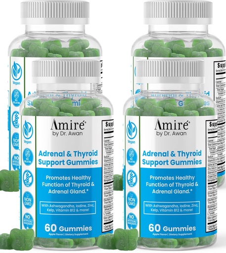 [BRSRMGQZCINRUDTX] Amire by Dr. Awan Thyroid Support Gummies, Promotes Healthy Function of Thyroid, Kelp, Selenium & Ashwagandha to Improve Energy, Immunity, Metabolism, 240ct, 120day Supply