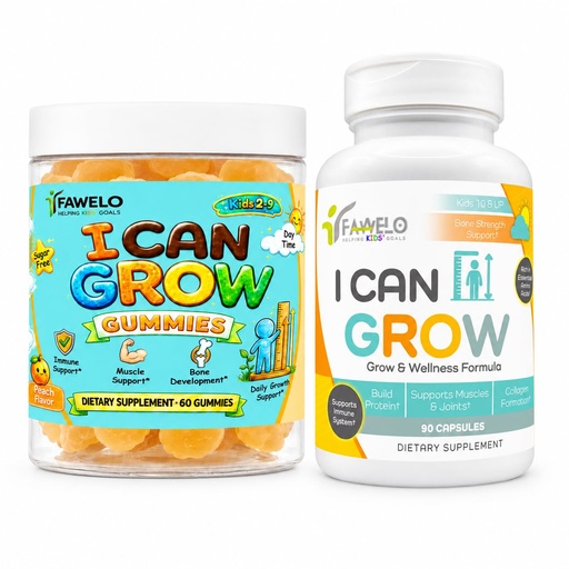 [BRSRYZI2CQFRMFLD] I CAN Grow Siblings Bundle | Growth Gummies for Kids 2–9 + Day-Time Formula for 10 & Up | Kids Growth Support, Bone Development, Immune Support, Amino Acids, Calcium, Vitamin D3, K2 & Zinc