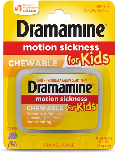 [BRSWKGYIBIHBA3LY] Dramamine Kids Chewable Size 8ct Dramamine Kids Chewable 8ct