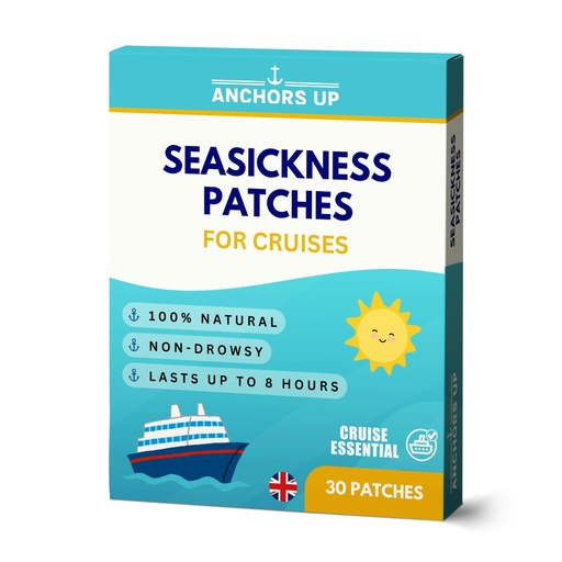 [BRSREHYQOUIGMET3] Seasickness Patches for Cruises – Treats Motion and Sea Sickness – Non-Drowsy – 100% Natural – Fast Relief – Long-Lasting – Box of 30 – Cruise Essential by AnchorsUp