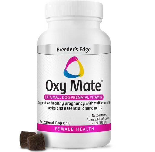 [BRSWKHY2OV5B6ALB] Breeder's Edge Oxy Mate Dog & Cat Prenatal Vitamins, Comprehensive Supplement for Pregnant Dogs and Cats Enriched with Essential Nutrients for Healthy Moms & Litters, Soft Chews - 60ct Small Dog & Cat