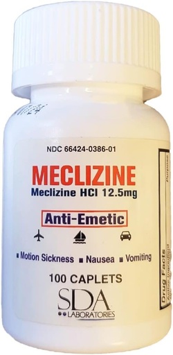 [BRSRMHD7CIIBQEI6] SDA LABORATORIES Meclizine HCI 12.5mg for Motion Sickness, Nausea, and Vertigo Relief – Long-Lasting Anti-Emetic, Ideal for Travel and Balance, 100 Caplets (1 Pack)