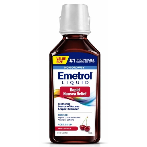 [BRSREYI3CIIBSDQ3] Emetrol Non-Drowsy Nausea Relief - Liquid Medicine for Upset Stomach Relief - Pharmacist Recommended Nausea Medicine - Cherry Flavor - 12 fl oz