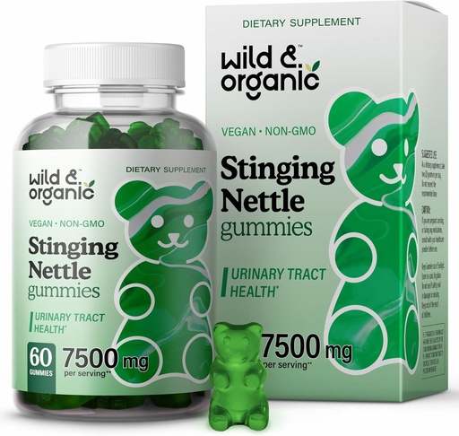 [BRSW22Q2BUCRSCAZ] Wild & Organic Stinging Nettle Root Gummies 7500mg - Urinary Tract Support Supplement for Men and Women with Stinging Nettle Root Extract - 60 Vegan, Non-GMO Gummies
