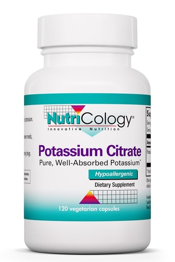 [BRSWIYQHPMIAOD34] NutriCology Potassium Citrate - 99 mg Potassium Supplement Capsules - Electrolyte & Muscle Support - Highly Absorbable Mineral - Vegetarian & Hypoallergenic - 120 Servings - 120 Capsules