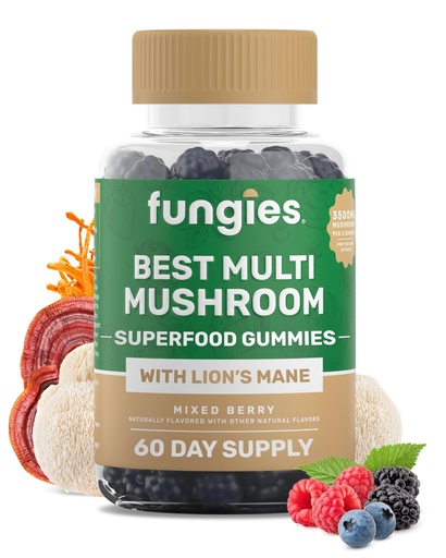 [BRSRABT3OQHBED32] Fungies Multi Mushroom Gummies for Men & Women - Mushroom Supplement Includes Lion’s Mane, Cordyceps, Reishi, Chaga, Shiitake, Maitake & Turkey Tail - Gelatin-Free, Gluten-Free & Vegan Gummy Vitamins