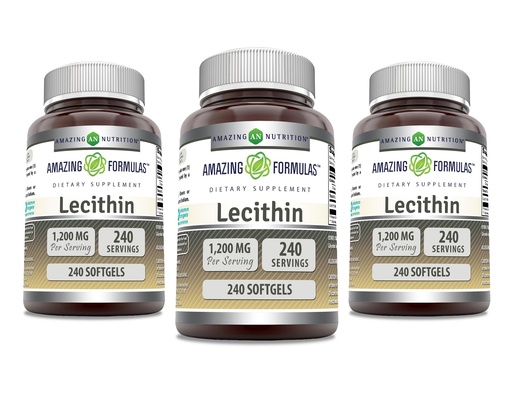 [BRSWGBIDOIORQ2Q4] Amazing Formulas Lecithin 1200 mg Softgels Supplement | High Potency | Non-GMO | Gluten Free (3 Pack, 240 Count)