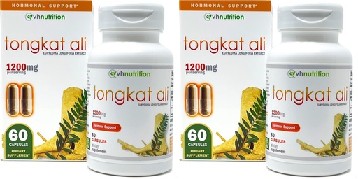 [BRSREAL3AFYAAHL2] VH Nutrition TONGKAT ALI | Extra Strength Hormone Support for Men* | 200 to 1 Blend Standardized Eurycoma Longifolia (LongJack) Extract Powder | 60 Capsules (Pack of 2)