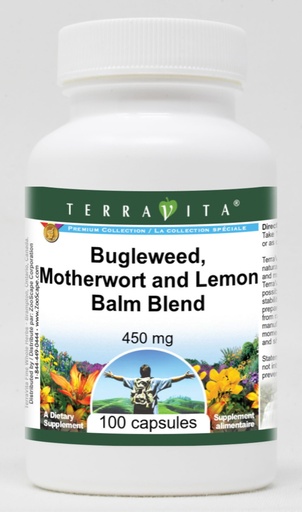 [BRSWGZACAUMAOELH] Terravita Thyroid Support - Bugleweed, Motherwort and Lemon Balm - 450 mg (100 Capsules, ZIN: 511178) - 3 Pack