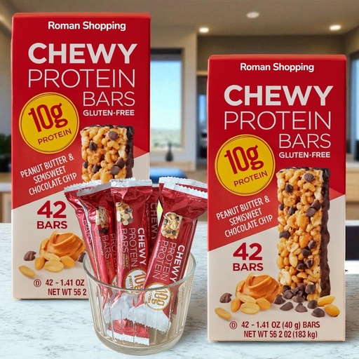 [BRSREATQCIMBGC3O] Protein Bars – 2 Boxes (84 Count), 1.41 oz Each, Quality Kirkland, Peanut Butter & Semisweet Chocolate Chip, 10g Protein, Kosher, Gluten Free
