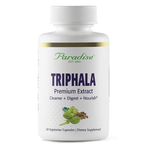 [BRSWIY3QB4PQEHIZ] Paradise Herbs Organic Triphala Extract, Super Potent, Ultra Pure, Vegan, Non-GMO, Gluten Free, 60 Vegetarian Capsules