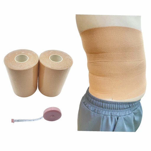 [BRSREZI3AUNAOETG] Body Stomach Compression Tape- Extra Wide Kaotic Belly Tape for Body Shaping& Workout& Sweater Enhancer& Skin Protection (Skin Color/10CM*5M) (2 Rolls)