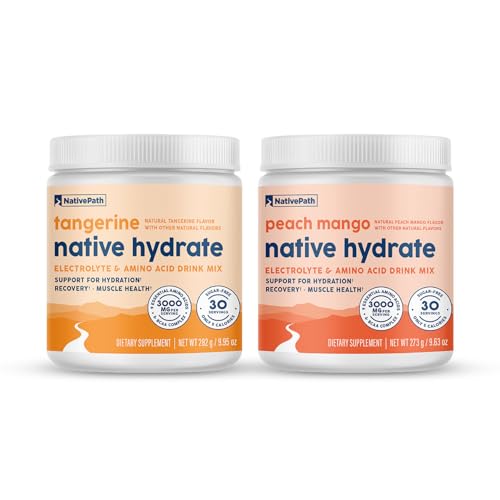 [BRSRAFT3CQPR4ETG] NativePath Hydrate Duo Jars - Peach Mango & Tangerine Electrolyte Drink Mix with BCAA for Hydration