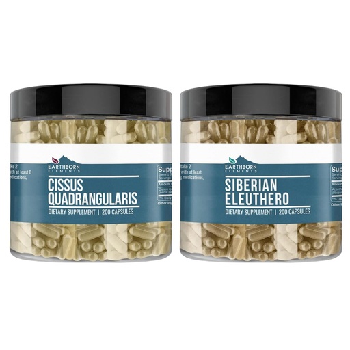 [BRSROGQROYBBG3Q6] Earthborn Elements Cissus Quadrangularis and Siberian Eleuthero Bundle, 200 Capsules Each, Pure & Undiluted, No Additives