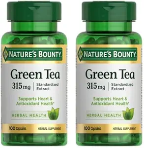 [BRSRAY35DN4A4E35] Nature's Bounty Green Tea Pills and Herbal Health Supplement, Supports Heart and Antioxidant Health, 315mg, 100 Capsules (Pack of 2)