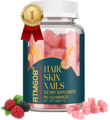 [BRSRGZQEOYMB4CA2] Biotin Gummies-Hair, Skin & Nails Multivitamin Gummy Vitamins,for Men & Women,Supports Healthy Skin Hair Growth and Stronger Nails-Raspberry-60 Count