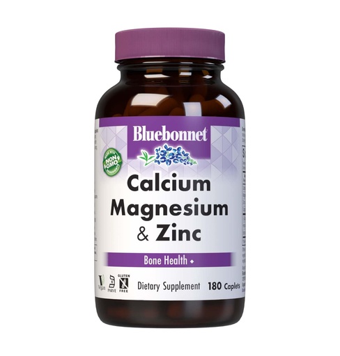 [BRSWIYQAO4FGCGD4] Bluebonnet Nutrition Calcium Magnesium Zinc Strong Bones Supplement with L-Glutamic Acid, Horsetail & Boron - Non-GMO, Vegan, Gluten-Free Magnesium Complex for Women & Men - 180 Caplets