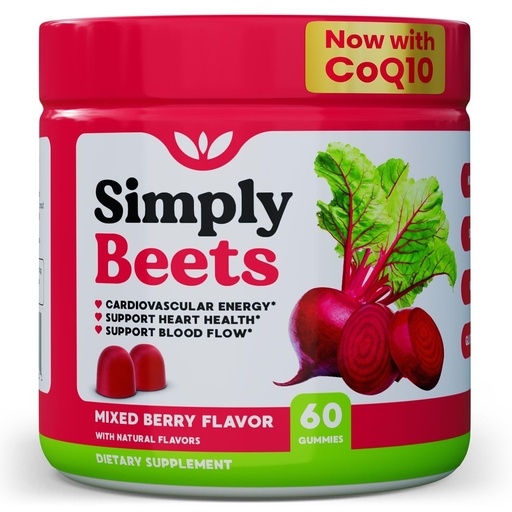 [BRSW2CD5BYCQMG3Z] Beet Gummies with CoQ10-Nitric Oxide & Energy Support-Non-GMO Beetroot Powder & Grape Seed Extract - Natural Mixed Berry Flavor 30 Servings