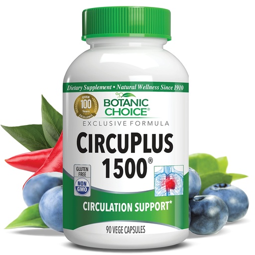 [BRSWYYI7OR6R4CDX] Botanic Choice CircuPlus 1500 - Heart Health & Circulation and Vein Support Supplement - Vitamin B1, Cayenne Pepper, Hawthorn, Ginkgo Biloba for Adults Men & Women (90 Capsules)