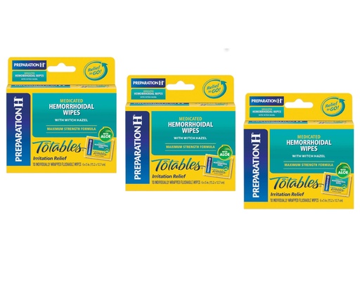 [BRSWKZDQABYQACQ7] Preparation H Totables Irritation Relief Wipes 10 Each (Pack of 3)