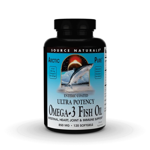 [BRSWIY3ROYNAMDQZ] Source Naturals ArcticPure Omega-3 Fish Oil 850mg Ultra Potency EPA + DHA for Heart, Joint, Brain & Immune Health -Enteric Coated for Sensitive Stomachs - 120 Softgels