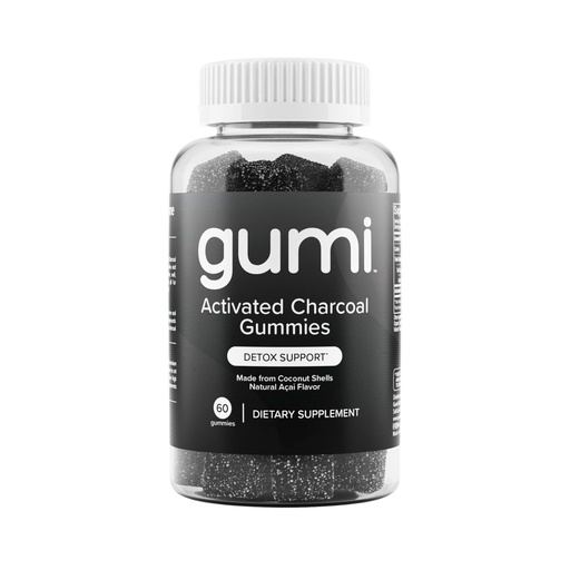 [BRSRMZL7PJ5RS2YY] Gumi Nutrition Coconut Activated Charcoal Gummies - Charcoal Supplements for Detox, Oral Health & Gut Health - 200mg Gummy Vitamin - Gluten Free, Vegan & Non GMO - Natural Açaí Flavor (60 Count)