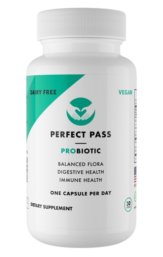 [BRSWIBIBB4CQMCLO] PERFECT PASS Probiotic, Natural Bacillus Spore Human Strains with 100% Survival Rate Through Stomach Acid and Bile for Gut and Digestive Wellness, Vegetarian, 30 Capsules