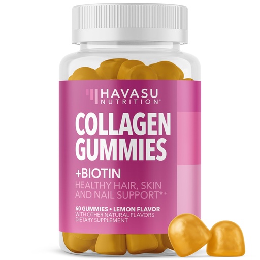 [BRSWGGALBEFAOAI4] Collagen Gummies for Women and Men with 2500mcg Biotin, Zinc, Vitamin C & E - Hydrolyzed Collagen Gummies for Hair, Skin & Nail Support - Biotin and Collagen Gummies - Lemon Flavor - 30 Servings