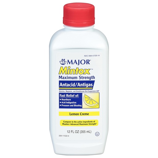 [BRSWIFT7DMOBGCTU] MAJOR Mintox Maximum Strength Antacid/Antigas for Fast Relief of Heartburn, Acid Indigestion, Pressure, Bloating - Lemon Creme - 12 Fl Oz (355 mL) (1 Pack)