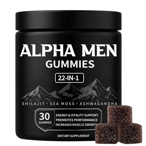 [BRSRGZD5BZ6RMF3D] Alpha Gummies for Men, with Shilajit, Sea Moss, Ashwagandha, Manuka Honey + 22 in 1 Ingredients, All Natural Support Overall Health & Wellness, Advanced Formula, 30 Gummies (1)