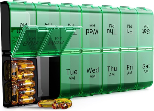 [BRSWYZQDCJ6A22DJ] Extra Large Pill Organizer 2 Times a Day, XL 7 Day Pill Box AM PM, Jumbo Weekly Pill Case, Daily Night Oversized Medicine Organizer, Vitamin Holder, Big Pill Container, Twice a Day Pill Organizer
