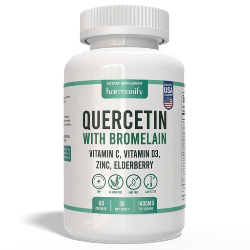 [BRSRAYL6DIIQEDYY] Quercetin with Bromelain, Immune Blend Supplements with Zinc Elderberry Vitamin C & D 5000 IU, Artemisinin, Irish Sea Moss, Echinacea, Garlic, Turmeric, Reishi and Ginger Powder, 1400 mg