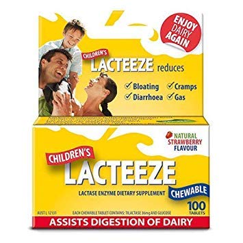 [BRSWKGAHC55WYGQ3] 2 Pack: Lacteeze Childrens 200 chewable tablets Strawberry