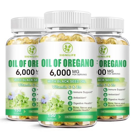[BRSREBA6DIFR43Q6] Oil of Oregano with Black Seed Oil, 6000mg Oregano Oil Capsules for Immune Support with High Carvacrol & Thymoquinone, Antioxidant, Non-GMO, Gluten Free, 450 Softgels