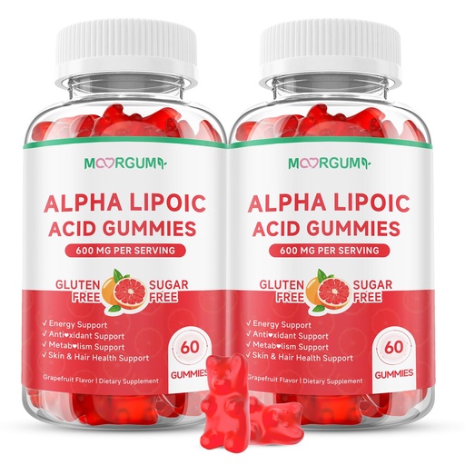 [BRSRGFA7AEDWCAL5] Alpha Lipoic Acid Gummies 600mg, Support Antioxidant, Nerve, Metabolic & Liver Health, Sugar Free, Vegan ALA Supplements, 120 Count, Grapefruit Flavor