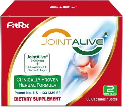 [BRSRAGAHAQFGYYDD] FitRx JointAlive Joint Support Women & Men, Glucosamine Chondroitin, Type II Collagen, Relief Joints Discomfort, Cartilage Repair, 7 일, 60 서빙