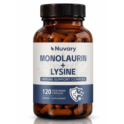 [BRSRYYD7OR5RE3AU] Monolaurin Lysine Capsules, Coconut-Derived Monolaurin & Amino Acid Supplement, Restored Energy, Vegan, GMO-Free, Gluten-Free, 120 Capsules