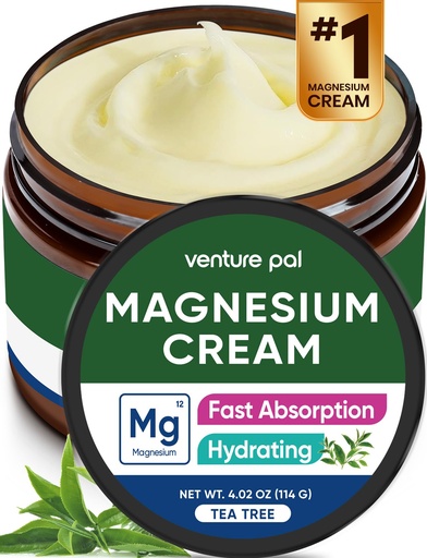 [BRSRAFQKPINBEEQ2] Venture Pal Topical Magnesium Cream, Fast-Absorbing Magnesium Moisturizing Lotion with Coconut Oil, Shea Butter & Hyaluronic Acid, Suitable for Kids