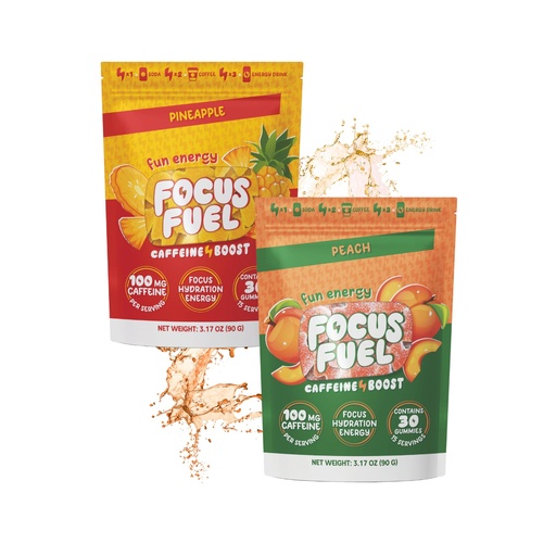 [BRSREEAPBB6WKCTH] FocusFuel Energy Chews Variety Pack – Peach & Pineapple (2-Pack, 30 Servings Total) – 100mg Natural Caffeine + Nootropics – Sweet, Tropical Energy Duo